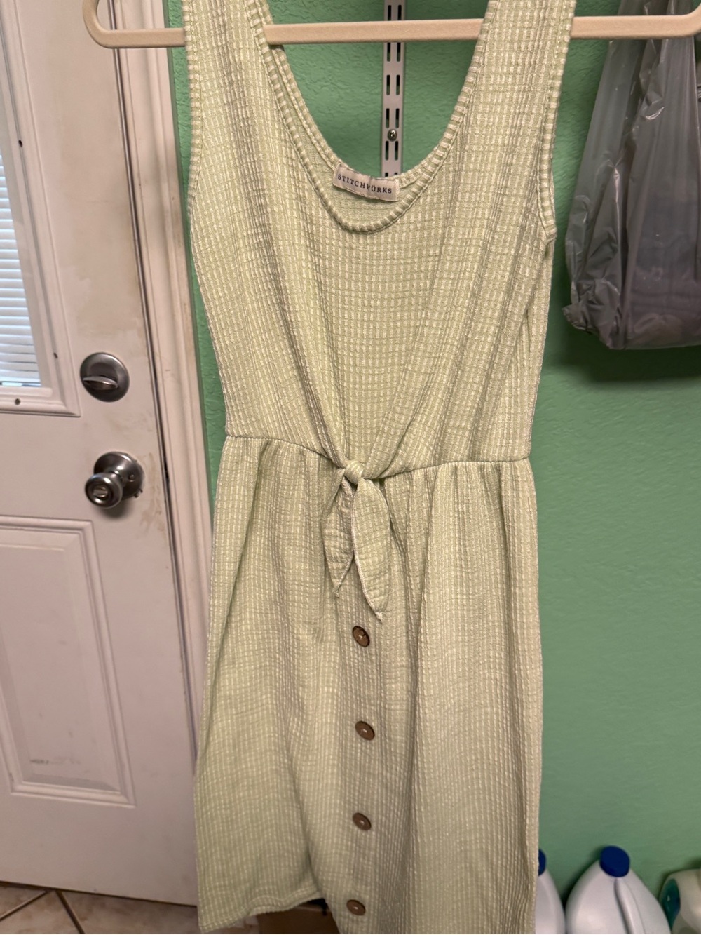 Light Mint Green Tie-Front Tank Dress by